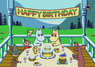 Jidou Eiken Taiou Moomin To Eigo: Tanjoubi No Okurimono screenshot 1 for Sega Pico